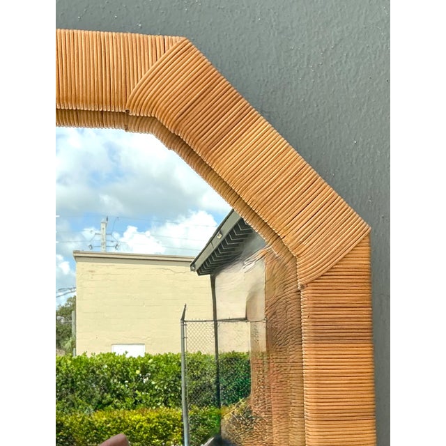 Vintage Octagonal Wrapped Rattan Frame Mirror For Sale - Image 10 of 15