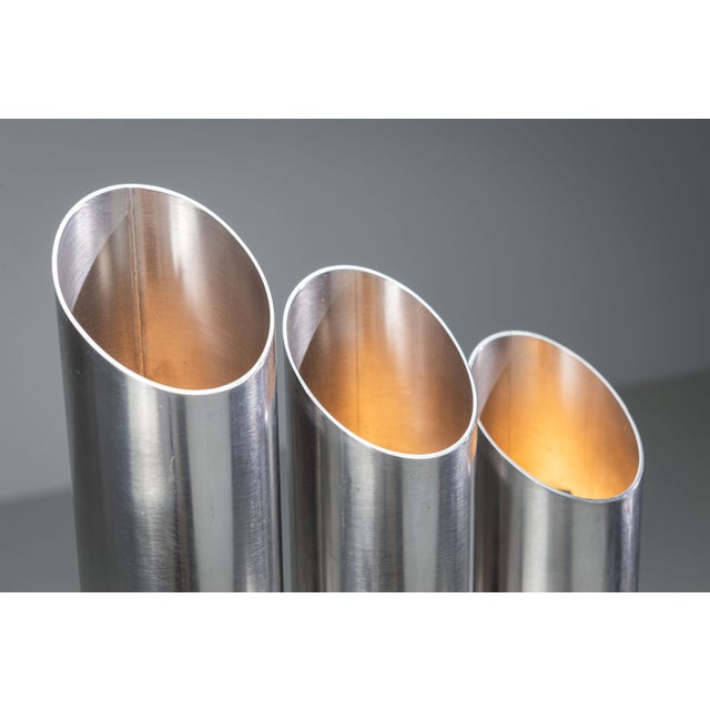 Triple Column Table Lamp in Stainless Steel attributed to Goffredo Reggiani, 1960s For Sale - Image 12 of 18