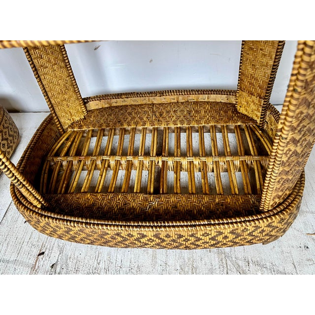 Vintage Woven Pencil Reed Rattan Side Tables- a Pair | Chairish