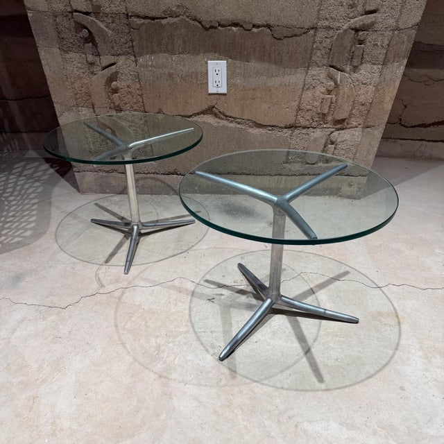 Milo Baughman Mid-Century Modern Aluminum Tripod Side Tables Attr Milo Baughman For Sale - Image 4 of 7