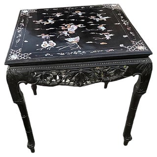 Chinese Side Table in Black Lacquered Wood, 1950s For Sale