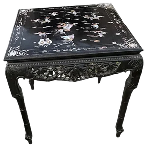 Chinese Side Table in Black Lacquered Wood, 1950s