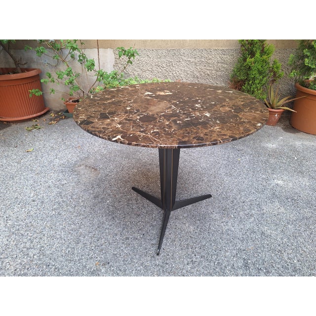 Attico Model Coffee Table in Metal and Brass with Brown Marble Top by Nicola Gallizia for Molteni & C., 1990s, in Very...