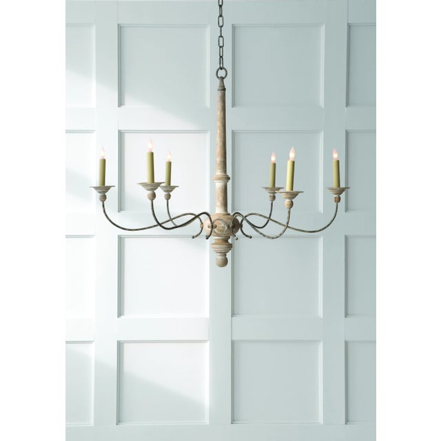 Country Large Chandelier in Belgian White Designer: Canopy: 5.5" Round Mounting: Chain Shade Detail: No Option Socket: 6 -...