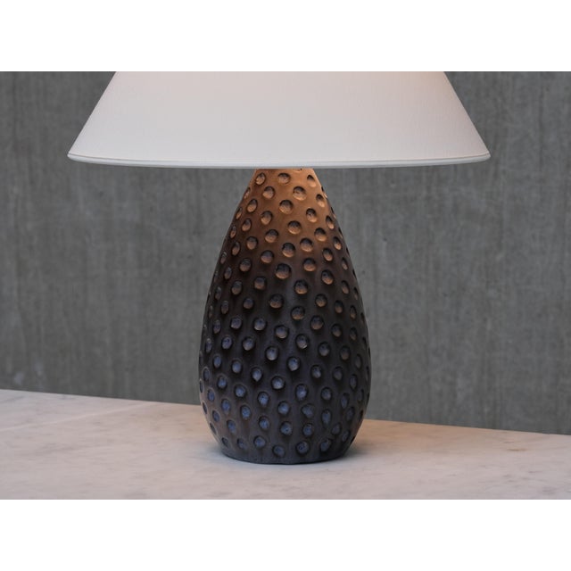 Drop-Shaped Dimpled Ceramic Table Lamp from Helge Østerberg, Denmark, 1950s For Sale - Image 11 of 12