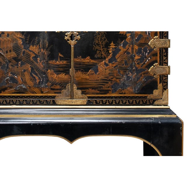 Paint Antique Japanese Lacquer Cabinet on Stand For Sale - Image 7 of 9