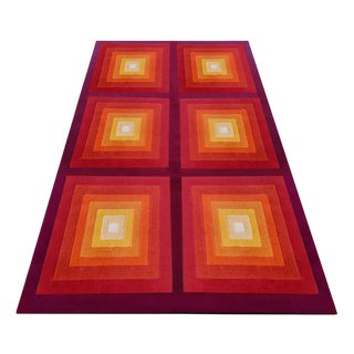 Quadrat Geometric Op Art Rug in the style of Verner Panton, England, 1970s For Sale