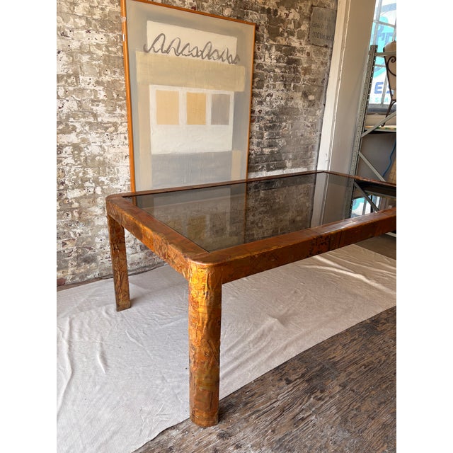 Copper Paul Evans-style Smoked Glass Table For Sale - Image 8 of 9