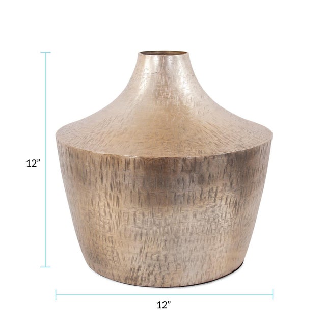 Gold Etched Crossways Curved Neck Vase- Large For Sale - Image 8 of 11