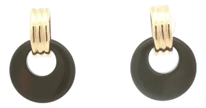 Late 20th Century Pair of Onyx Doorknocker Earrings