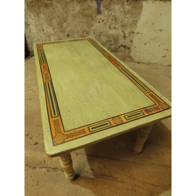 Hand Painted Celtic Viking Themed Table by Tina Turner, 1970s For Sale - Image 9 of 14