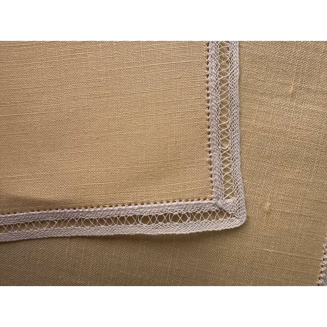 Vintage Canary Yellow Linen Guest Towels with Filet Lace Fingertip Towels, Colored European Trousseau Linen - a Pair For Sale - Image 9 of 9