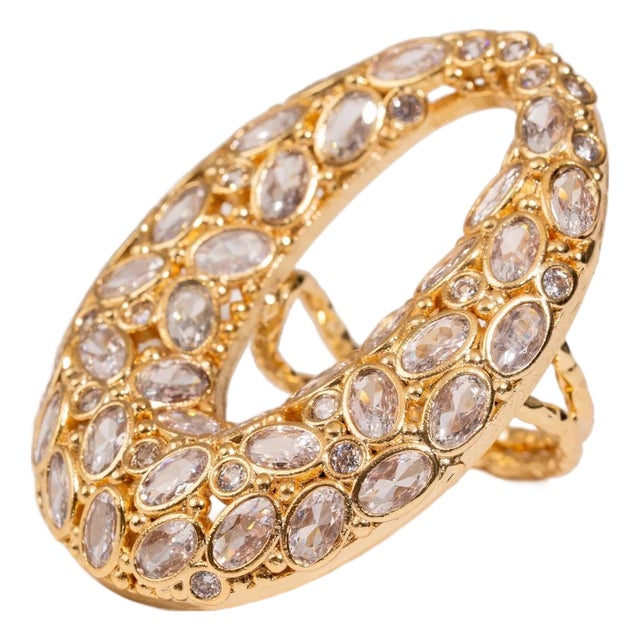 Celestial Radiance Swarovski Crystal Chunky Adjustable Ring, Size 4 For Sale