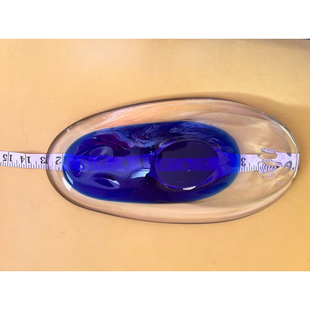 Mid-Century Modern MCM Beranek Art Glass Bowl Cobalt Blue Czech Republic Handmade MidCentury Modern For Sale - Image 3 of 6