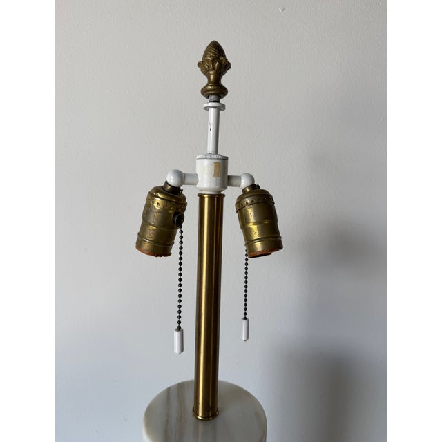 1960s Mid-Century Modern Nessen Calacatta Italian Marble Cylindrical Table Lamp For Sale - Image 9 of 12