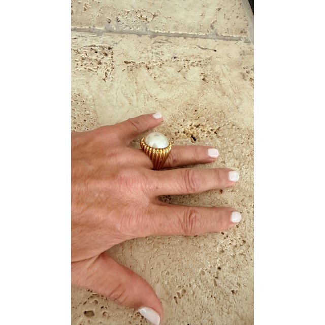 Tiffany & Co. 18k Gold Mabe Pearl Ring, Circa 1970s, Size 6.5 For Sale - Image 10 of 10
