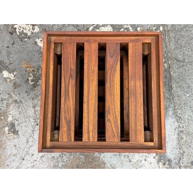 Wood Vintage Carved Wood Slatted Platform Stands, Set of Four For Sale - Image 7 of 12