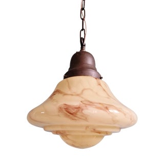 Art Deco Pendant Light in Marbled Opaline Glass from Scailmont Glassworks, Belgium, 1920s-1930s For Sale