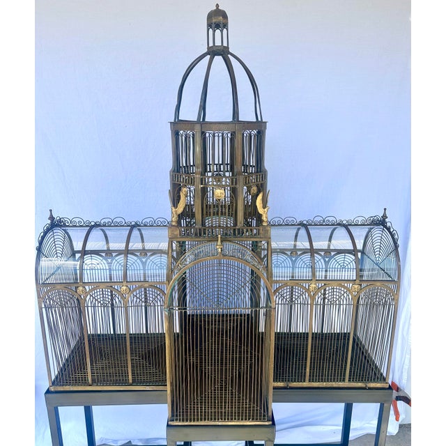Beautiful Large Brass Bird Cage/Aviary Styled after St Paul’s Cathedral London. It is z as fully functional cage with...
