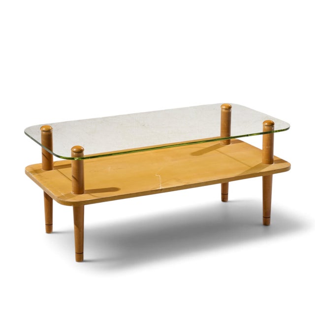 Gilbert Rhode Style Mid Century Walnut and Glass Coffee Table For Sale In Chicago - Image 6 of 9