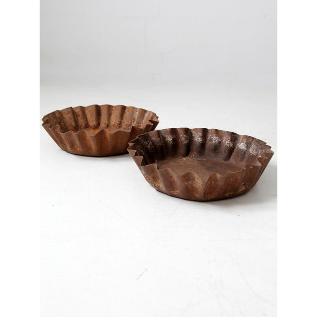 Early 20th Century Antique Industrial Fluted Metal Trays Pair For Sale - Image 5 of 11