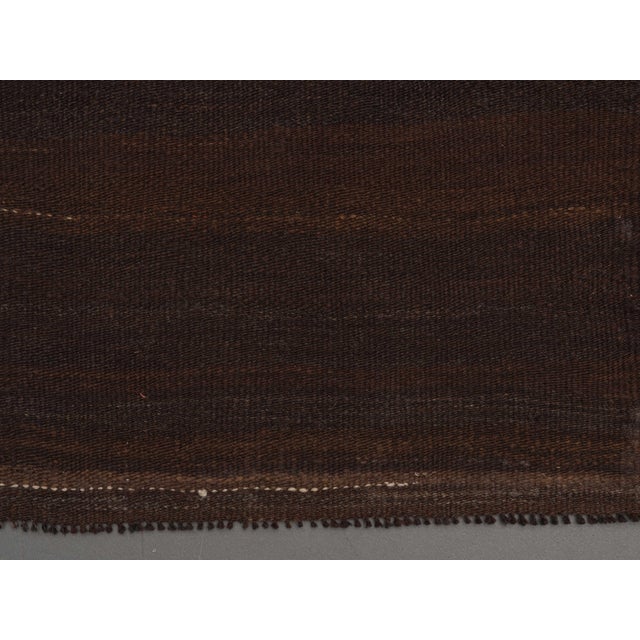 Textile 1970s Vintage Handmade Wool Cotton Brown Runner Rug For Sale - Image 7 of 11