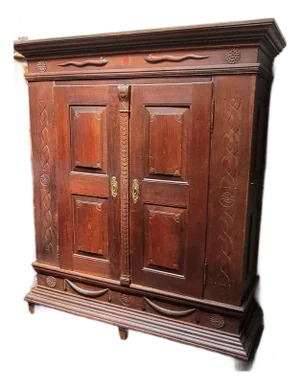 Antique 1812 Nordic French Baroque Renaissance Oak Armoire Hand Carved Sea Serpents