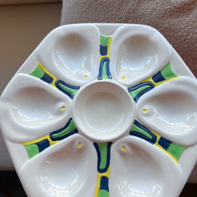 Vintage Hand Painted Oyster Plate This plate is for serving oysters, fits 6 oysters with a bowl in the middle for your...