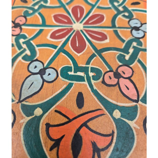 This is a 100% well maintained hand painted and hand carved Moroccan hexagonal shape side table or end table. Great...
