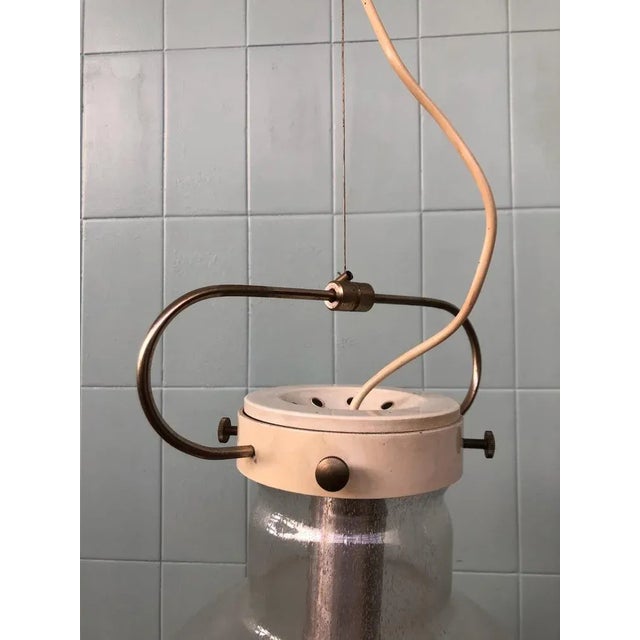 Metal Italian Hanging Lamp with Murano Sphere Lampshade, 1960s For Sale - Image 7 of 10