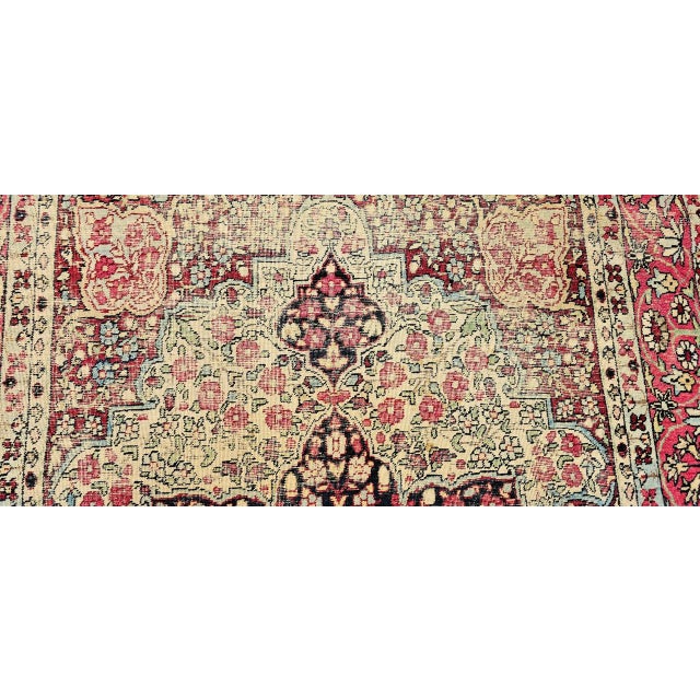 19th Century Persian Kerman Lavar Rug, Hand-Knotted Wool, Floral Patter, Red & Ivory, 5x7 For Sale - Image 17 of 18