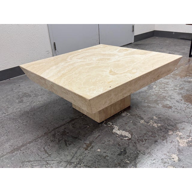 Travertine Reverse Bevel Coffee Table, Vintage For Sale In San Francisco - Image 6 of 12