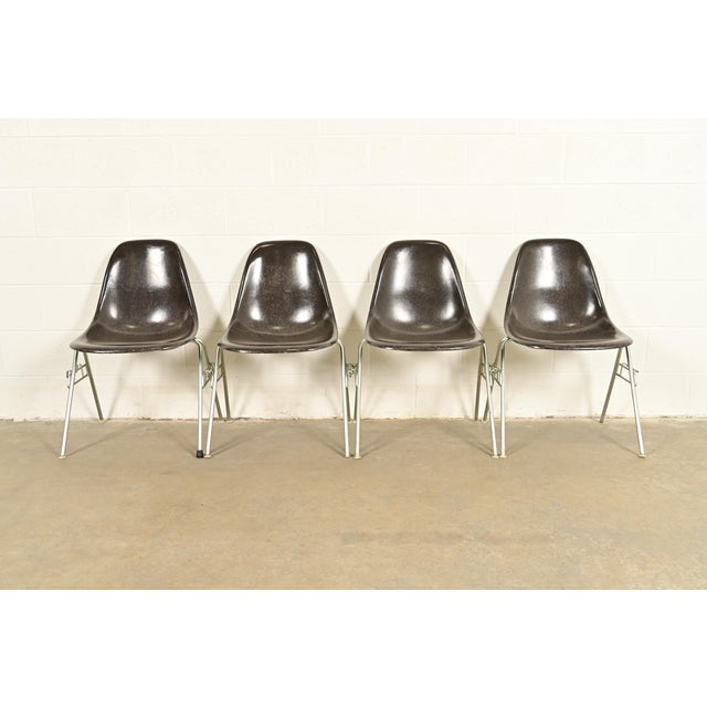 Charles & Ray Eames for Herman Miller DSS Seal Brown Stacking Shell Chairs | Set of Four For Sale - Image 15 of 15