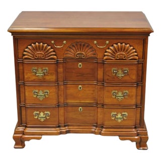 Vintage Georgian Cherry 3 Drawer Block Front Bachelor Chest Dresser by Harden For Sale