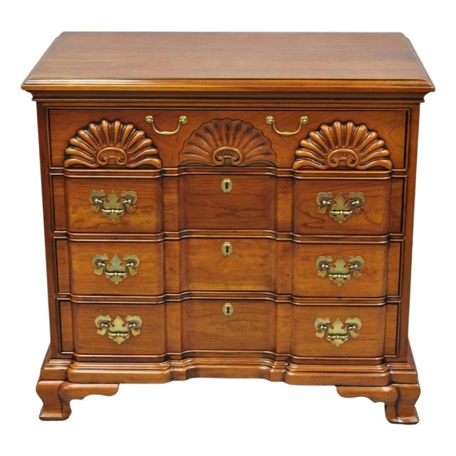 Vintage Georgian Cherry 3 Drawer Block Front Bachelor Chest Dresser by Harden For Sale