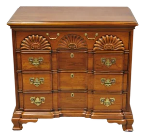 Vintage Georgian Cherry 3 Drawer Block Front Bachelor Chest Dresser by Harden