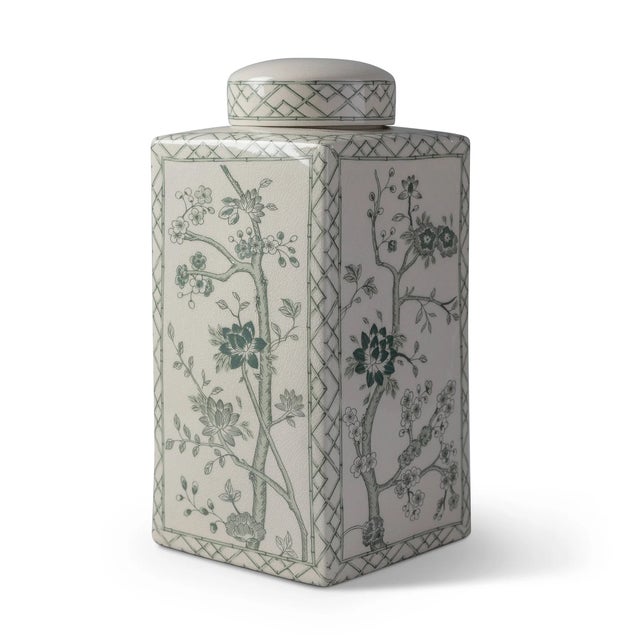 2020s Jardin Green Chinoiserie Tea Caddy Jar, Large For Sale - Image 5 of 5