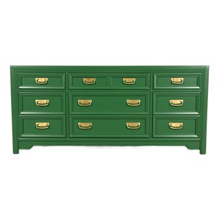 Thomasville Mid-Century Hollywood Regency Green Lacquered Dresser or Credenza | Newly Refinished For Sale