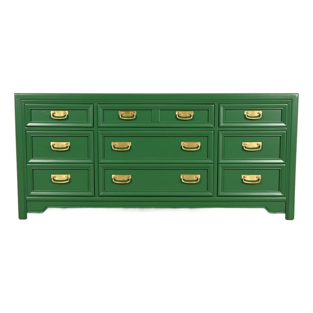 Thomasville Mid-Century Hollywood Regency Green Lacquered Dresser or Credenza | Newly Refinished For Sale