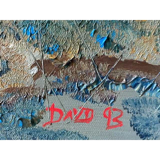 Textile 1990s “Sunset in St. Teresa” Original Oil on Canvas Seascape Painting For Sale - Image 7 of 8