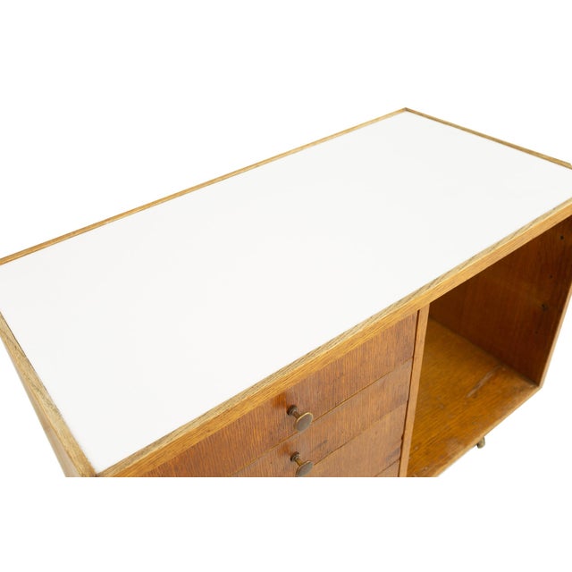 George Nelson Style Mid Century Oak Bar Cart For Sale - Image 11 of 12