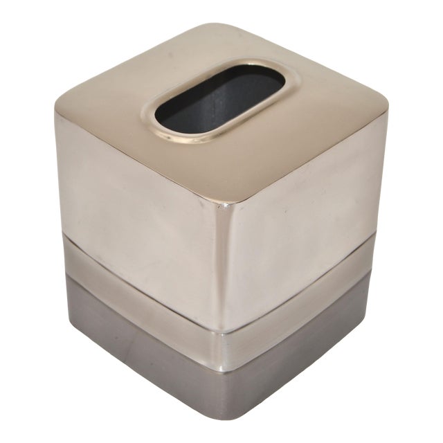 Vintage Stainless Steel Triune Boutique Box Paper Tissue Holder For Sale