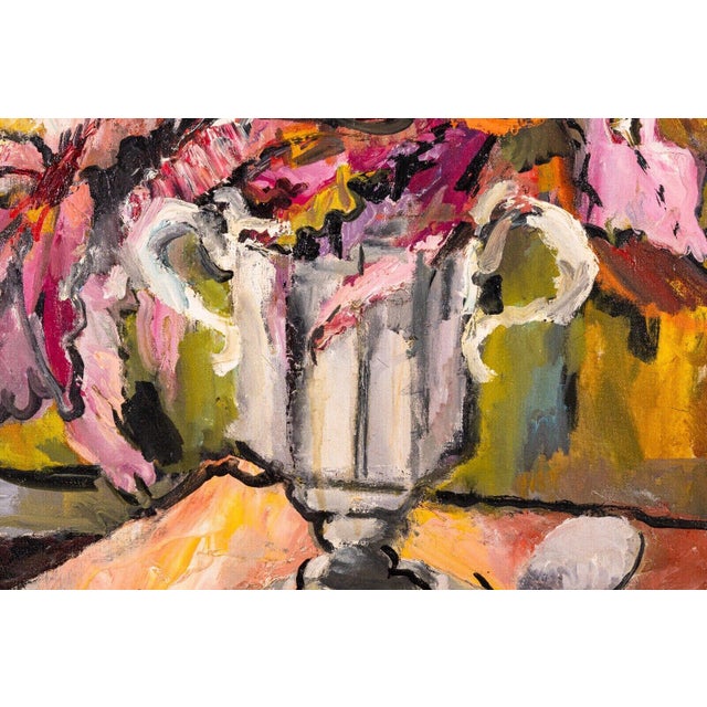 Paint Philip Evergood Orchids in my Studio Signed Modern Expressive Oil Painting For Sale - Image 7 of 11