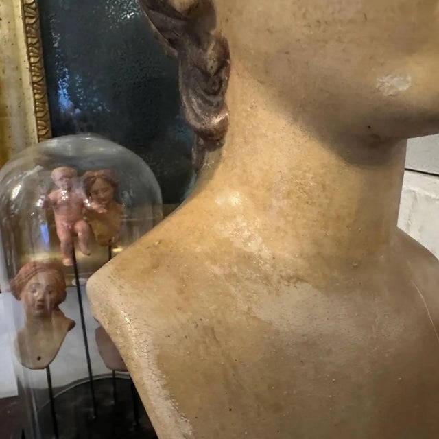 Late 19th Century A Neo Classical Revival Hand-Painted Sicilian Terracotta Bust of a Young Boy For Sale - Image 5 of 15