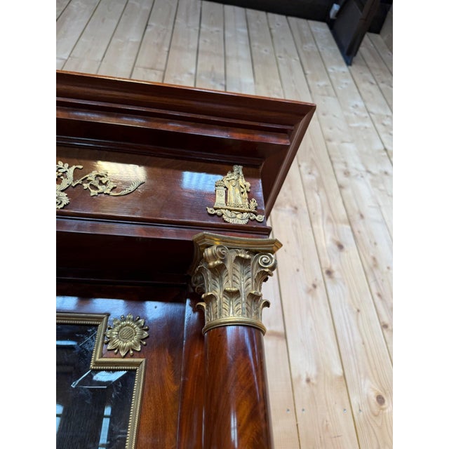 Empire Two-Door Display Bookcase in Mahogany Veneer with Gilt Bronze Mounts For Sale - Image 6 of 10