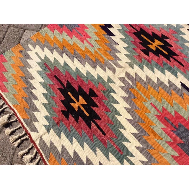Vintage Turkish Kilim Rug - 42" X 65" For Sale In Raleigh - Image 6 of 9