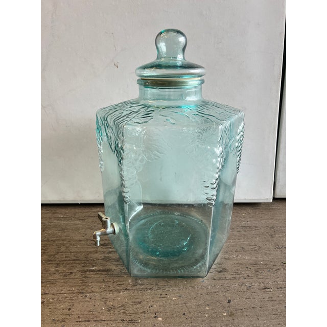 Vintage Large Green Glass Beverage Dispenser, Made in Italy Chairish