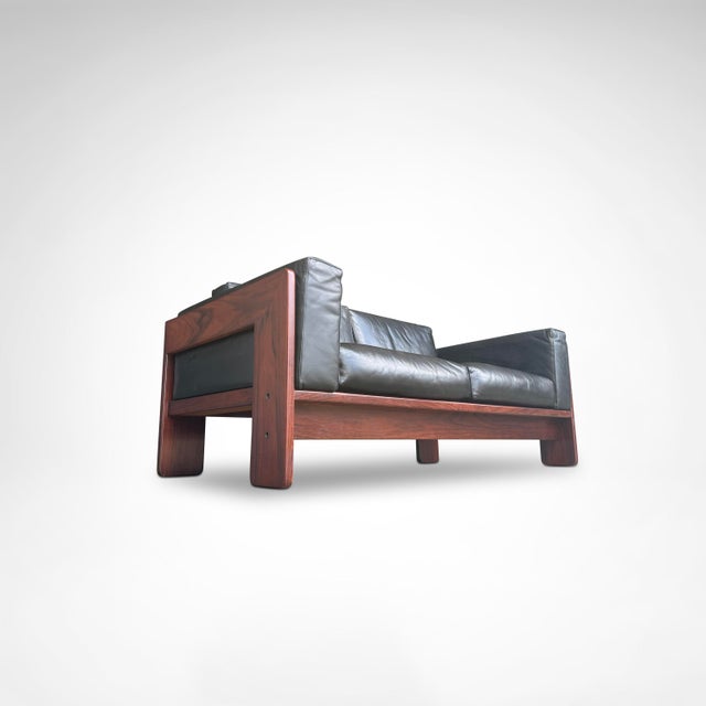 1980s Bastiano Two-Seater Wood and Leather Sofa by Afra & Tobia Scarpa for Knoll International 1980s For Sale - Image 5 of 11