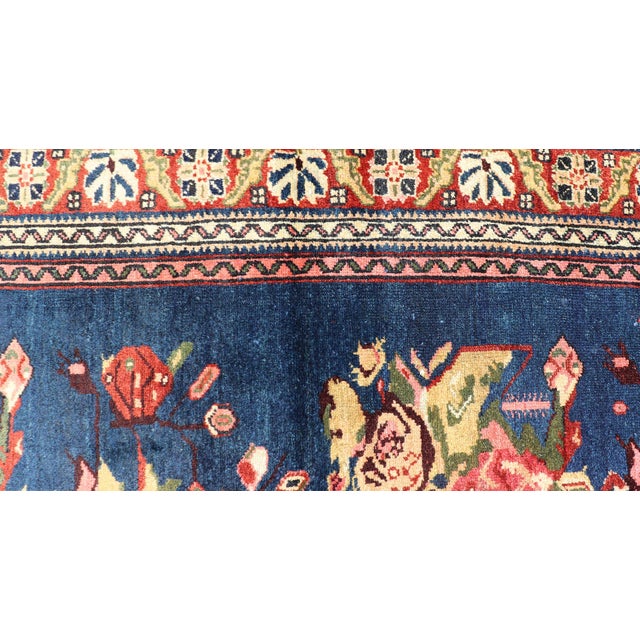 Antique Persian Malayer Rug With Deep Blue Field and Rosette Bouquets 3'3 X 5'0 For Sale - Image 10 of 12