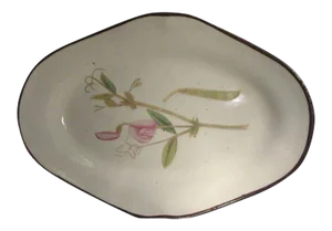 Late 18th Century English Staffordshire Creamware Botanical Pearlware Dessert Dish